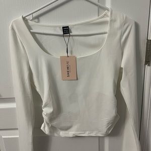 Shein White Scoop Top
